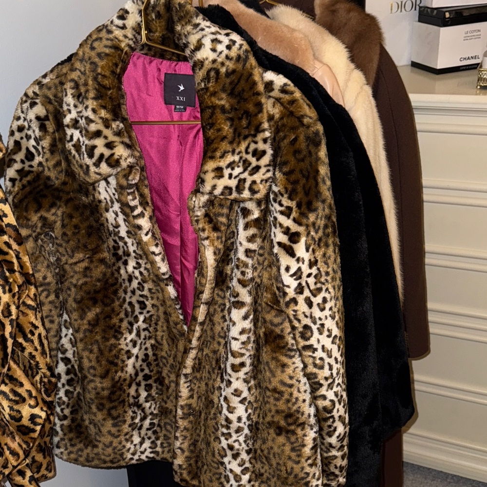 Leopard Print Faux Fur Jacket